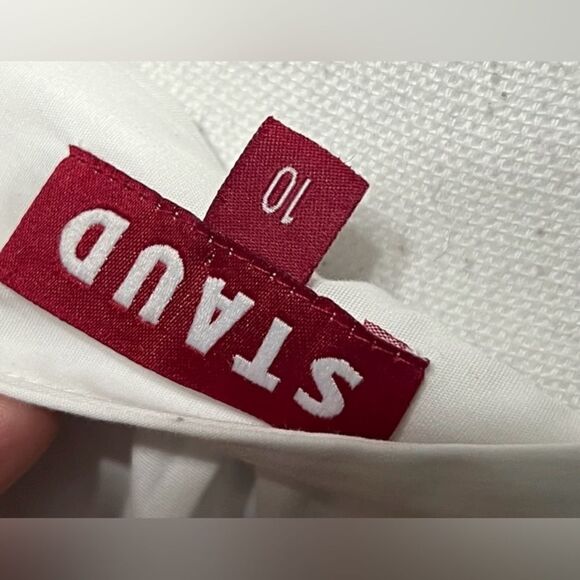 Staud Sea Maxi Skirt white cotton rainbow piping size 10 - Picture 4 of 6